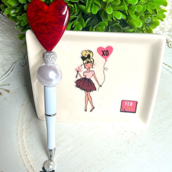 ❗️sold Custom designed ceramic plaque frame and beaded white pen - Picture 3 of 9